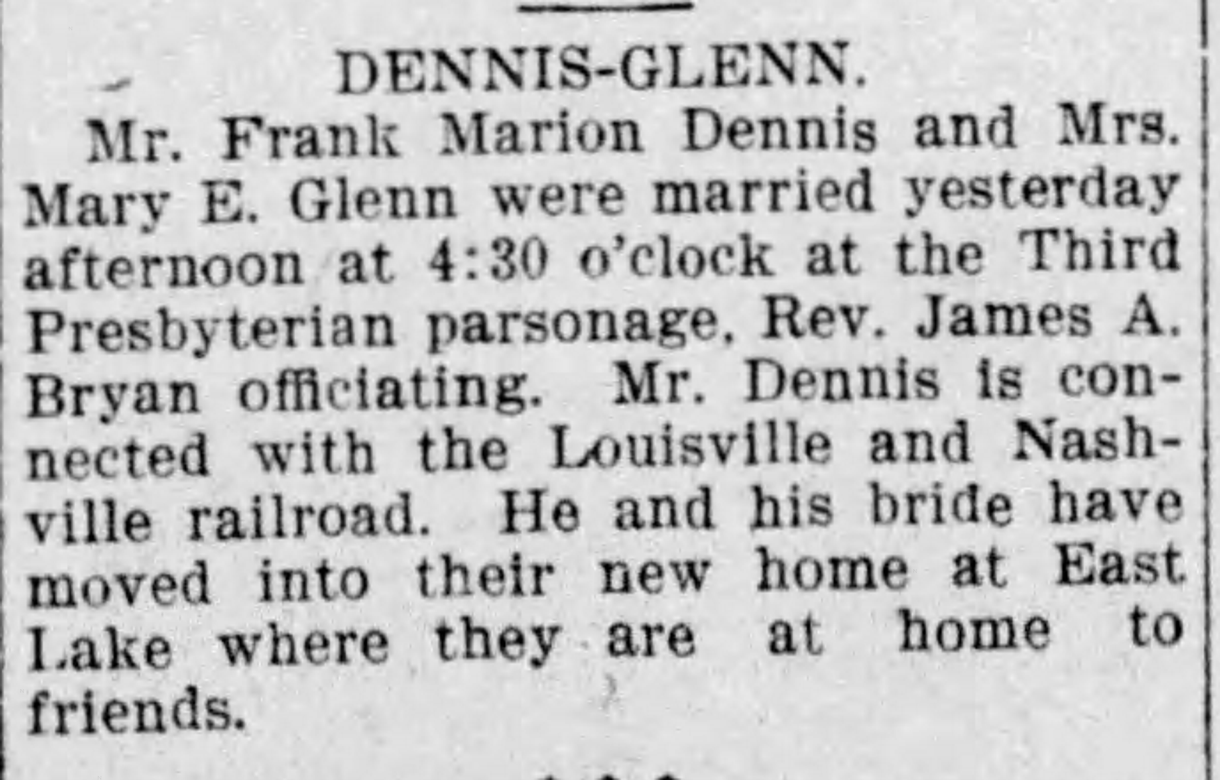 Frank Marlon Dennis-Mary E. Glenn